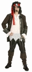 Piraat 4 delig  (jas, overhemd, hoofdband en laarzen)