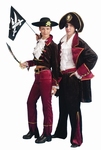 Piraat vrouw 4 delig (broek, jasje, befje en ceintuur)