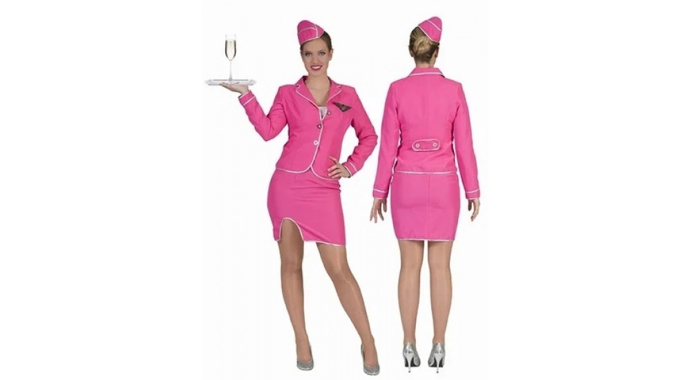Mier Egypte bedrijf stewardess kostuum, verhuur kleding, kleding verhuur, feestkleding,  carnavalskleding, roze